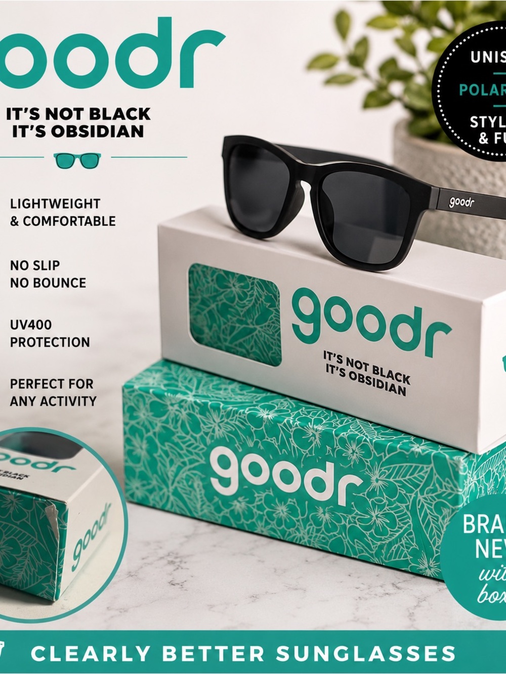 goodr Obsidian Black Polarized Sunglasses